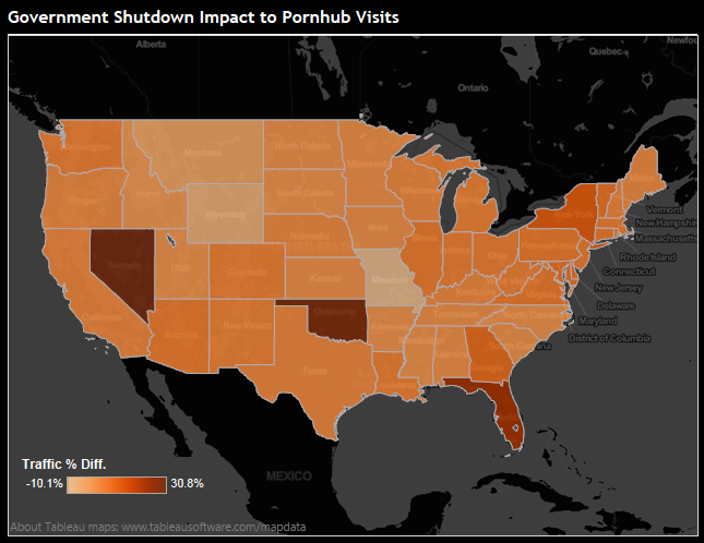 Government Shuts Down, Pornhub Views Go Up!