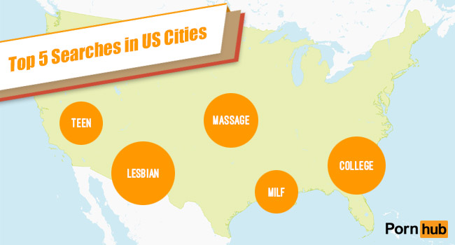 Pornhub’s Top Search Terms in US Cities