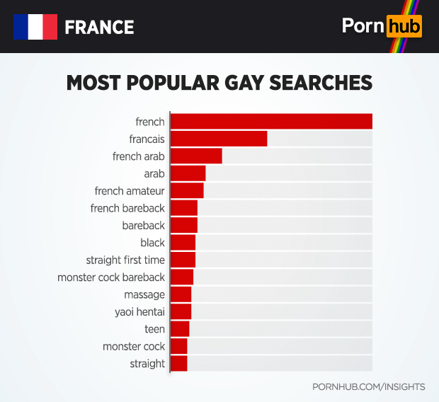 The most popular gay search terms share some similarities with the France’s...